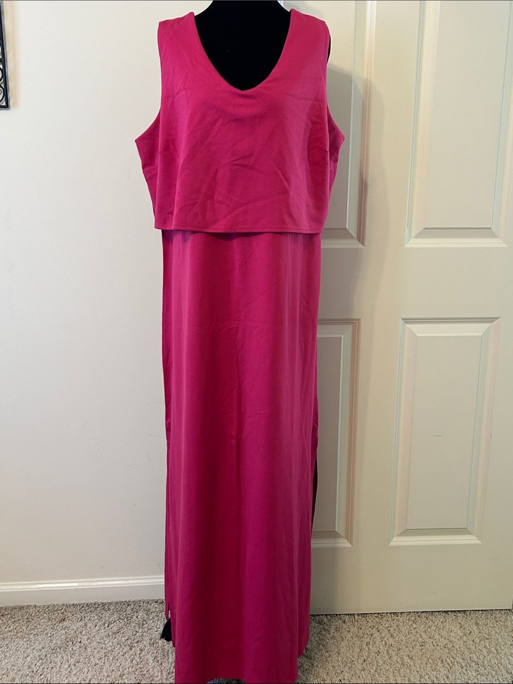 Kate & Mallory Stretchy Sleeveless Maxi Dress in Fuchsia